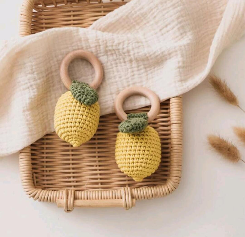 Handmade Lemon Crochet Rattle