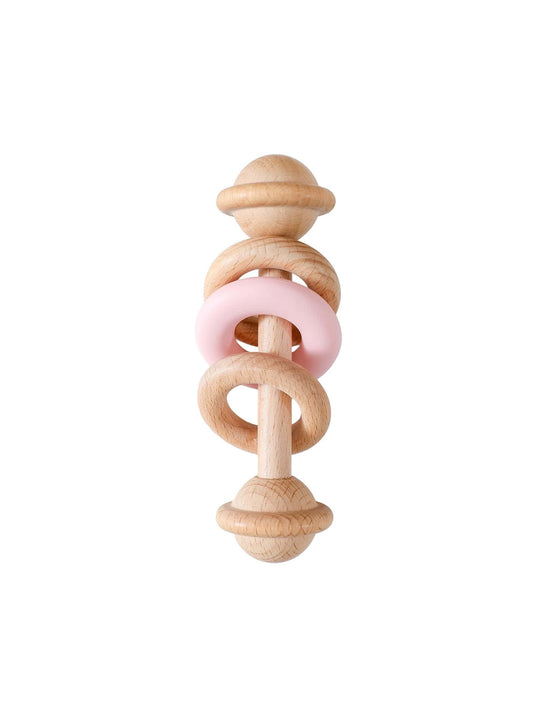 Wooden teething Rattle with silicon loop