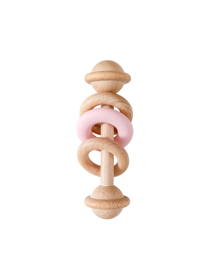 Wooden teething Rattle with silicon loop