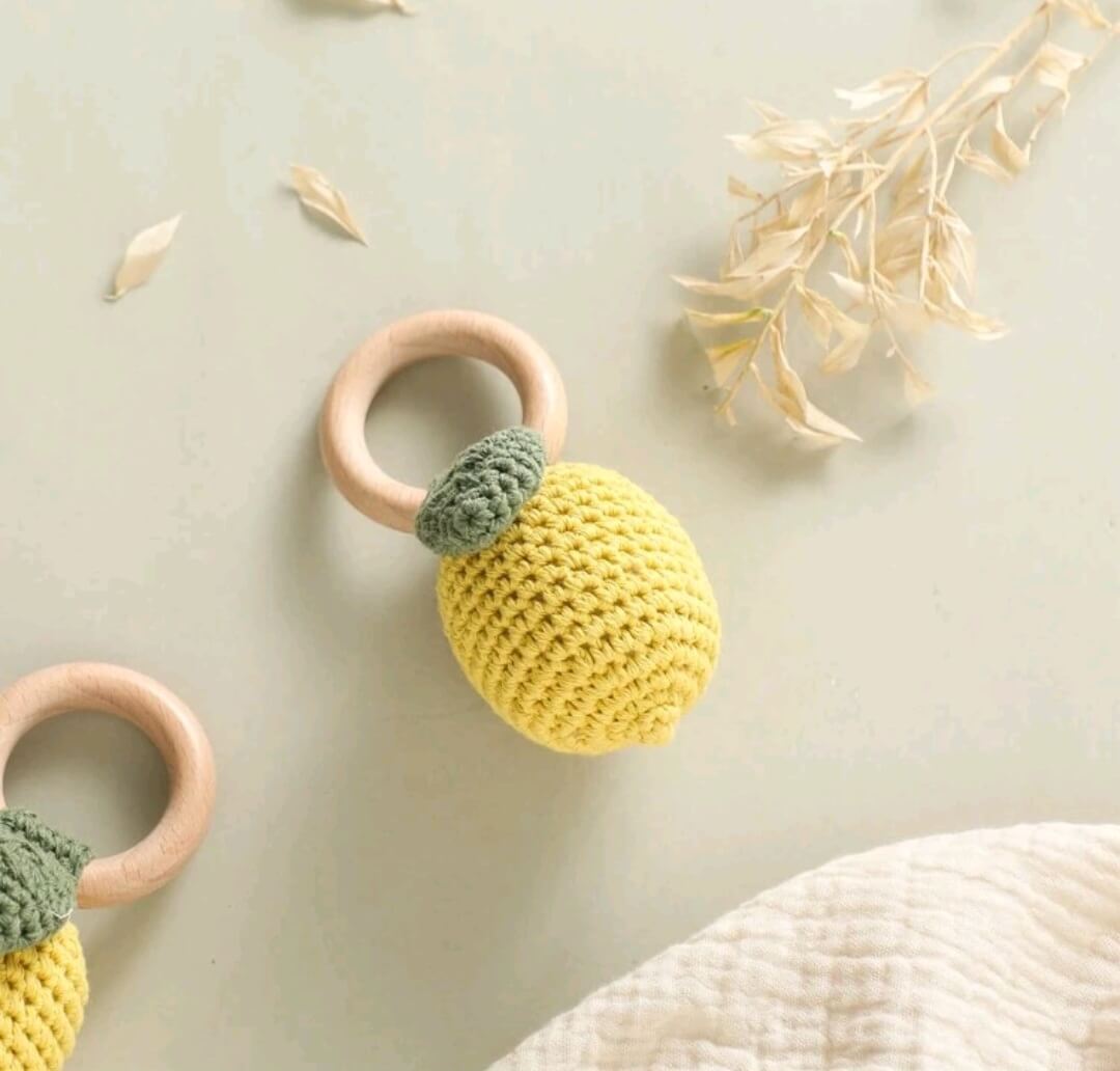 Handmade Lemon Crochet Rattle