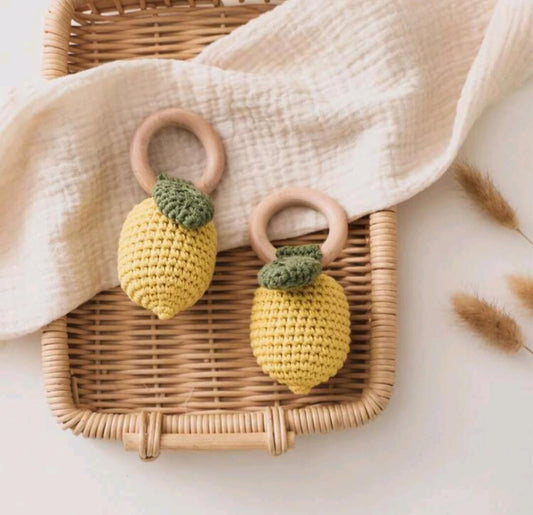 Handmade Lemon Crochet Rattle