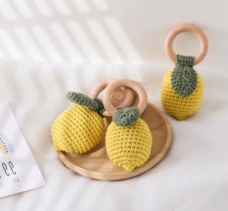 Handmade Lemon Crochet Rattle