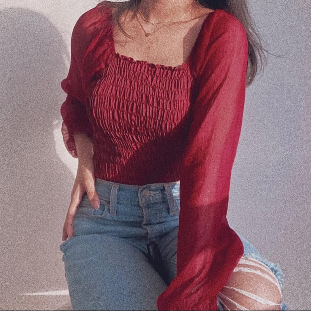 Red peplum summer top