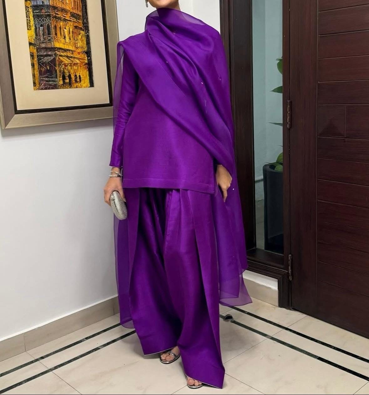 Solid Farshi shalwar set - Image 4